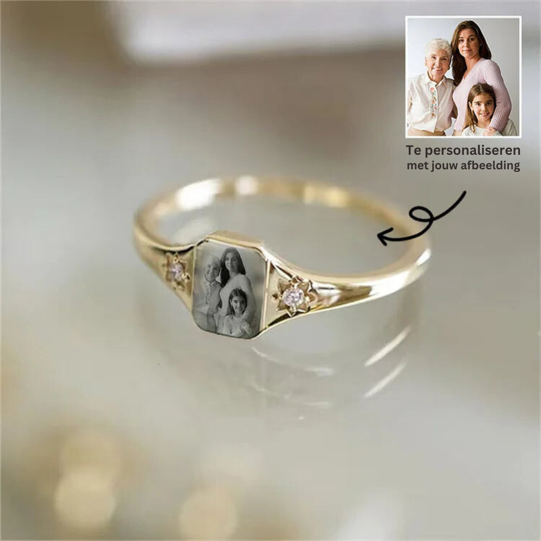 Exclusieve dames sentimentring in zilver, goud of roségoud, perfect als gepersonaliseerd herinnering sieraad.