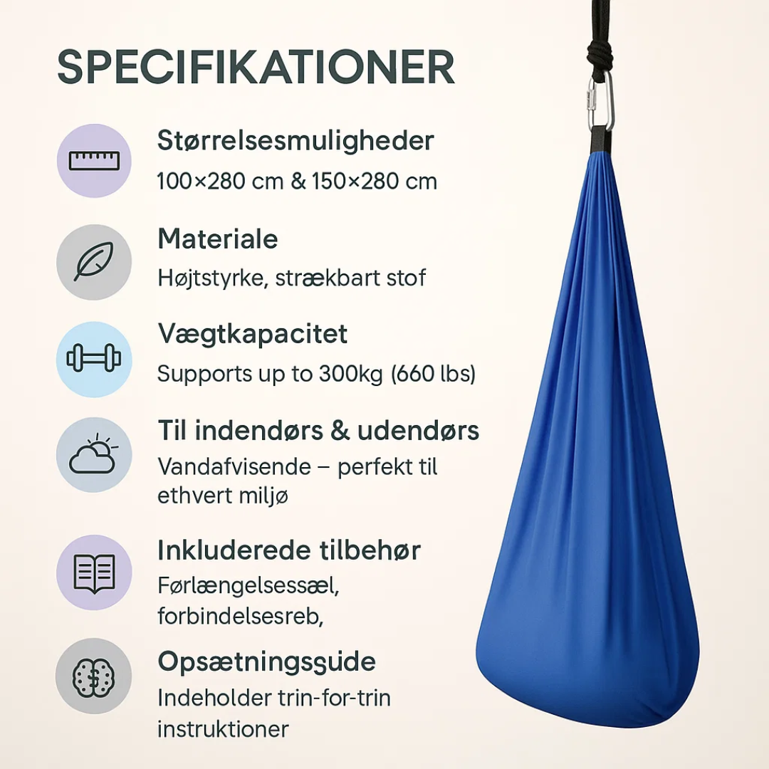 Stressverlagende sensorische schommel, perfect voor een veilige en kalme plek voor alle leeftijden.