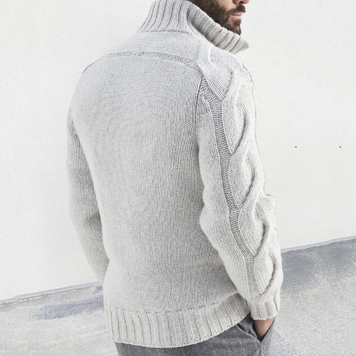 Elegant heren gebreid vest met opstaande kraag en ritssluiting, ideaal voor een gelaagde look.
