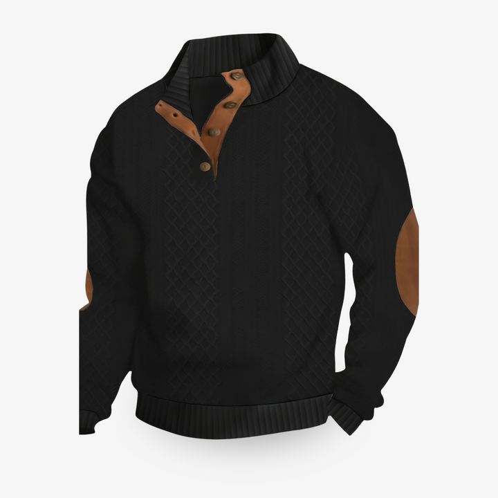 Elegante blauwe heren wintertrui, warm en stijlvol. Essentieel stuk herenmode voor koude dagen.