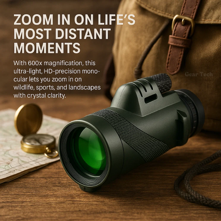 Monoculair 600x voor avonturiers, perfect voor reizen, wandelen en vogels spotten.