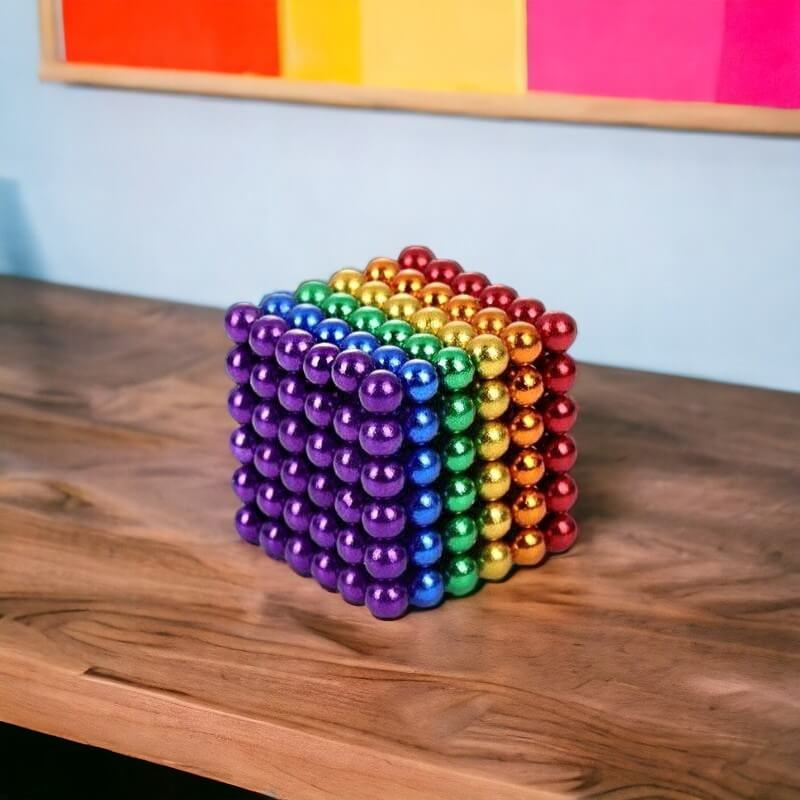 Bouwpakket van magnetische ballen in levendige kleuren. Ideaal als educatief cadeau voor creatieve geesten en ontspanning.