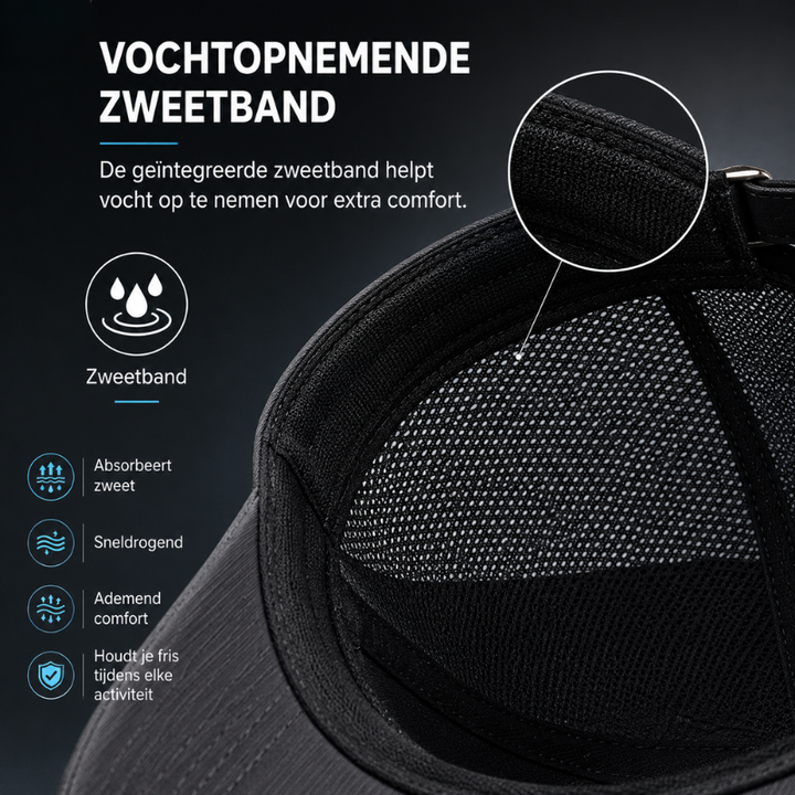 Moderne sportpet, unisex, met ademend vermogen en lichtgewicht design voor sportprestaties.