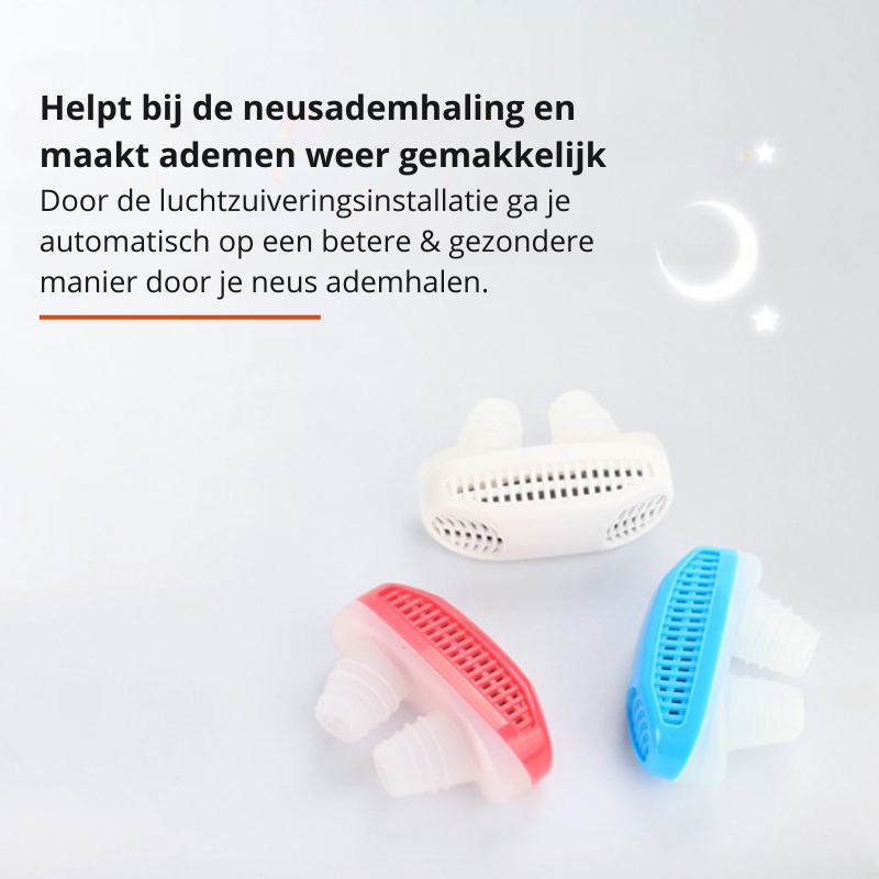 Effectief anti-snurk en luchtzuiveringsapparaat; verbetert ademhaling en gezondheid voor een diepe slaap.