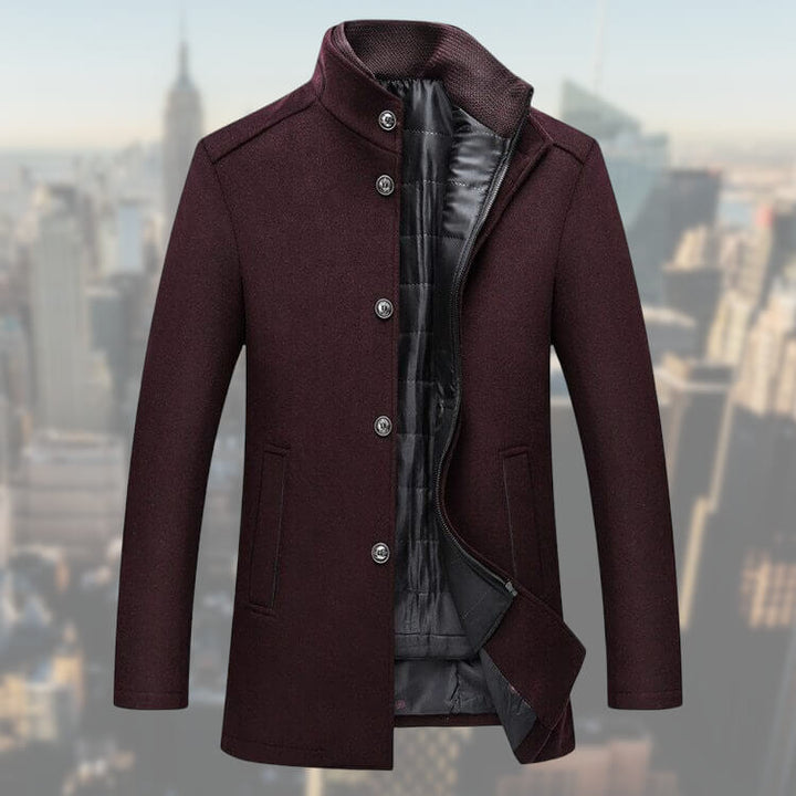 Zakelijke heren mantel met gilet, een complete formele outfit voor een indrukwekkende uitstraling.
