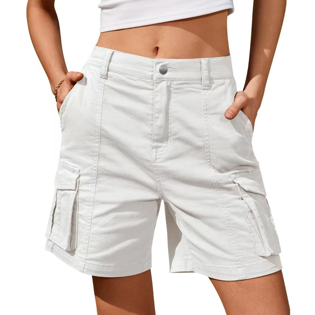 Praktische dames cargo shorts met hoge taille, casual en comfortabel, perfect voor avontuurlijke zomerdagen.