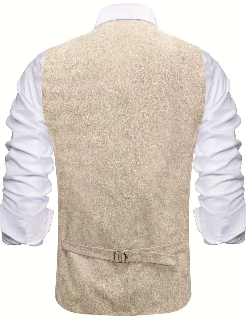 Feestelijk heren gilet, V-hals, knoopsluiting, ideaal voor speciale avonden.
