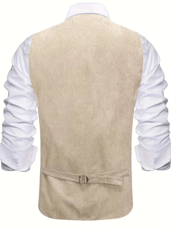 Feestelijk heren gilet, V-hals, knoopsluiting, ideaal voor speciale avonden.