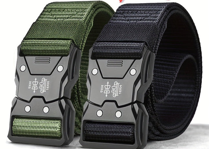 Sterke tactische riem van nylon met metalen gesp, ideaal voor outdoor, sport en dagelijkse kleding.