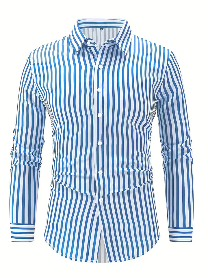 Modieus heren overhemd, slim fit, met lange mouwen en stijlvolle verticale strepen. Ideaal voor mannen.