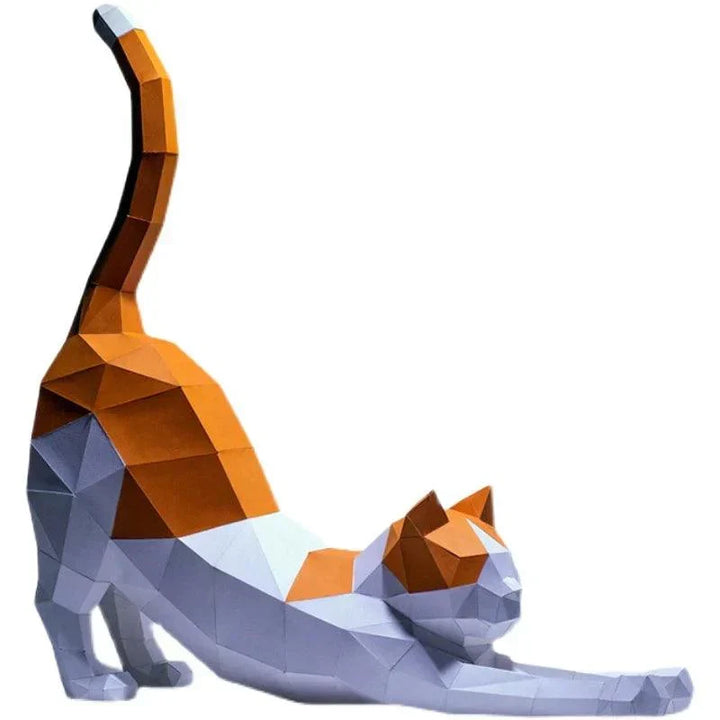 Gedetailleerde papieren katten sculptuur, een leuk 3D model voor je interieur of als DIY project.
