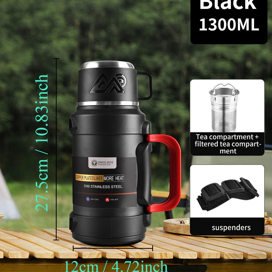 Draagbare RVS waterfles/theefles, ideaal voor outdoor, sport & dagelijks gebruik. Dubbelwandig geïsoleerd.