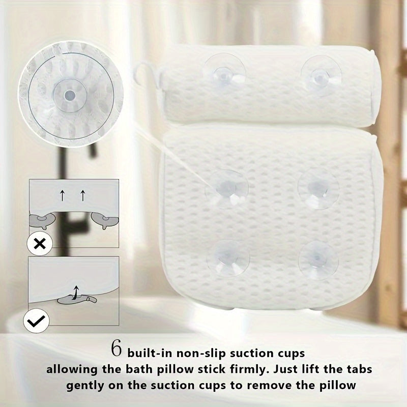 Ergonomisch badkussen biedt comfortabele rug- en neksteun, perfect voor lange, ontspannende badoppervlakte-sessies.
