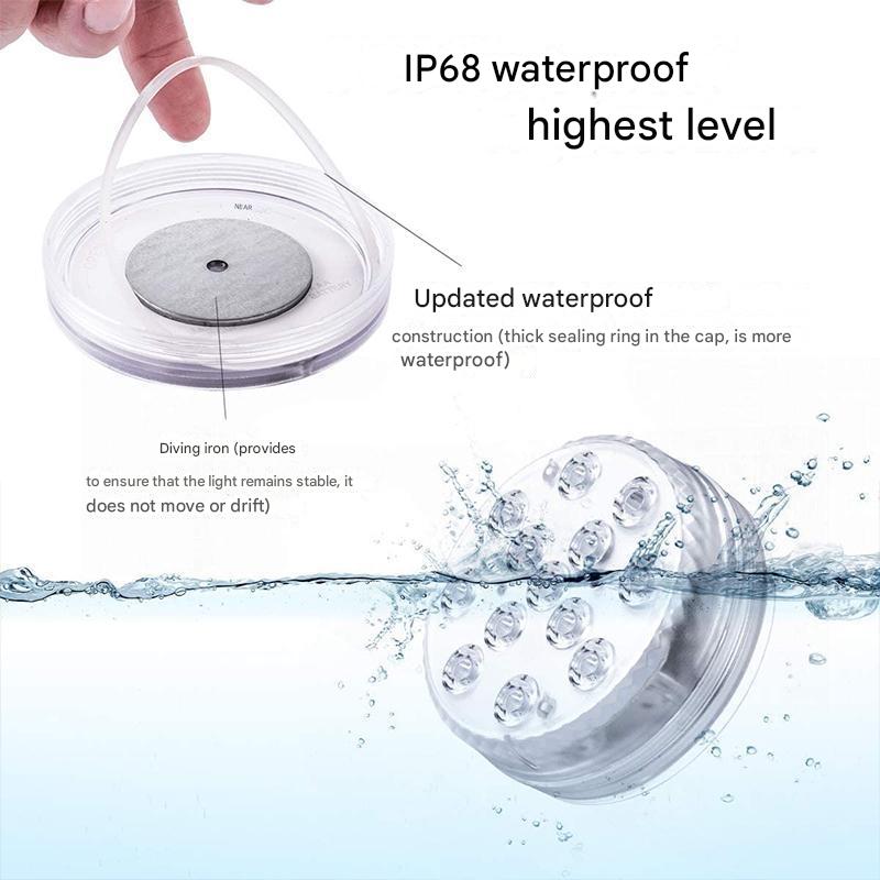 Eenvoudig te installeren waterdichte LED onderwaterlamp met afstandsbediening voor duurzame buitenverlichting.
