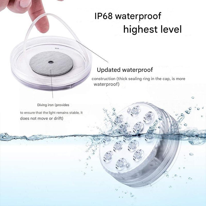 Eenvoudig te installeren waterdichte LED onderwaterlamp met afstandsbediening voor duurzame buitenverlichting.