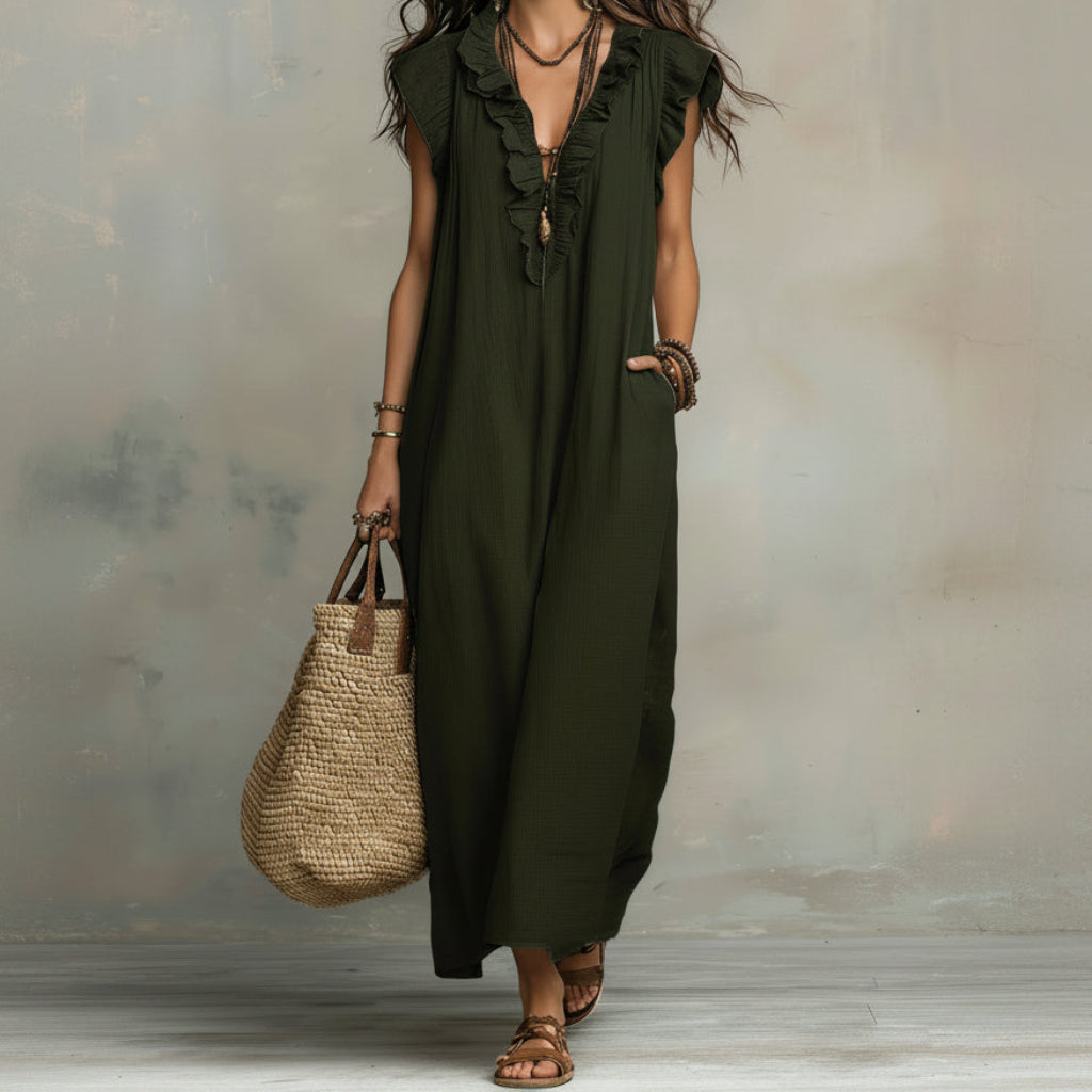 Casual chic polyester jurk voor dames, moeiteloos te stylen voor diverse gelegenheden.