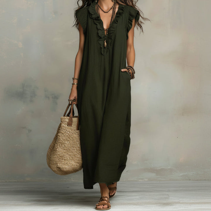 Casual chic polyester jurk voor dames, moeiteloos te stylen voor diverse gelegenheden.