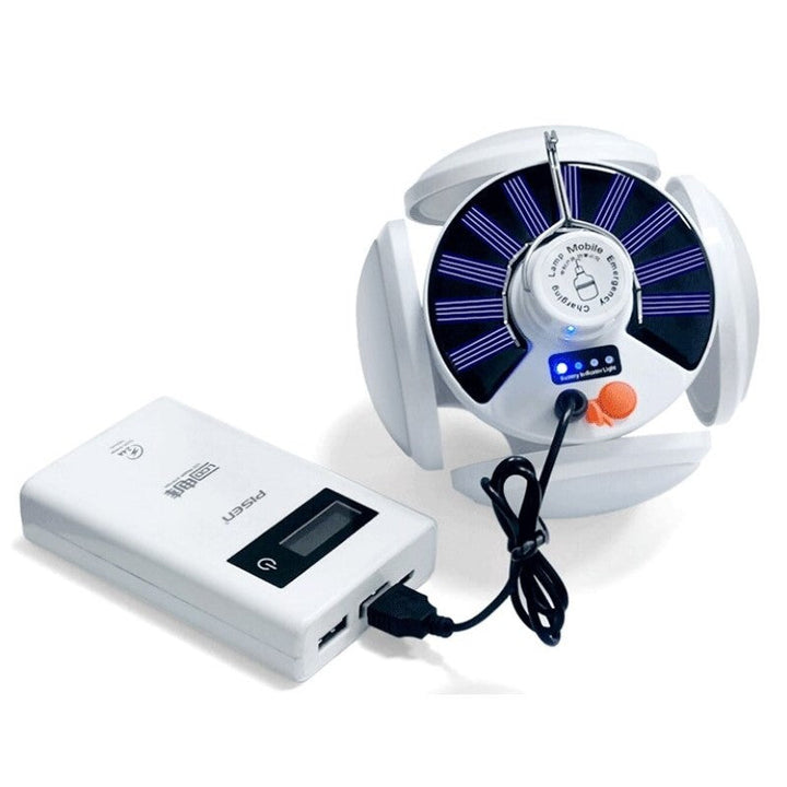 Draagbare Bulby LED solar lamp met handvat, makkelijk mee te nemen voor noodverlichting of buiten.