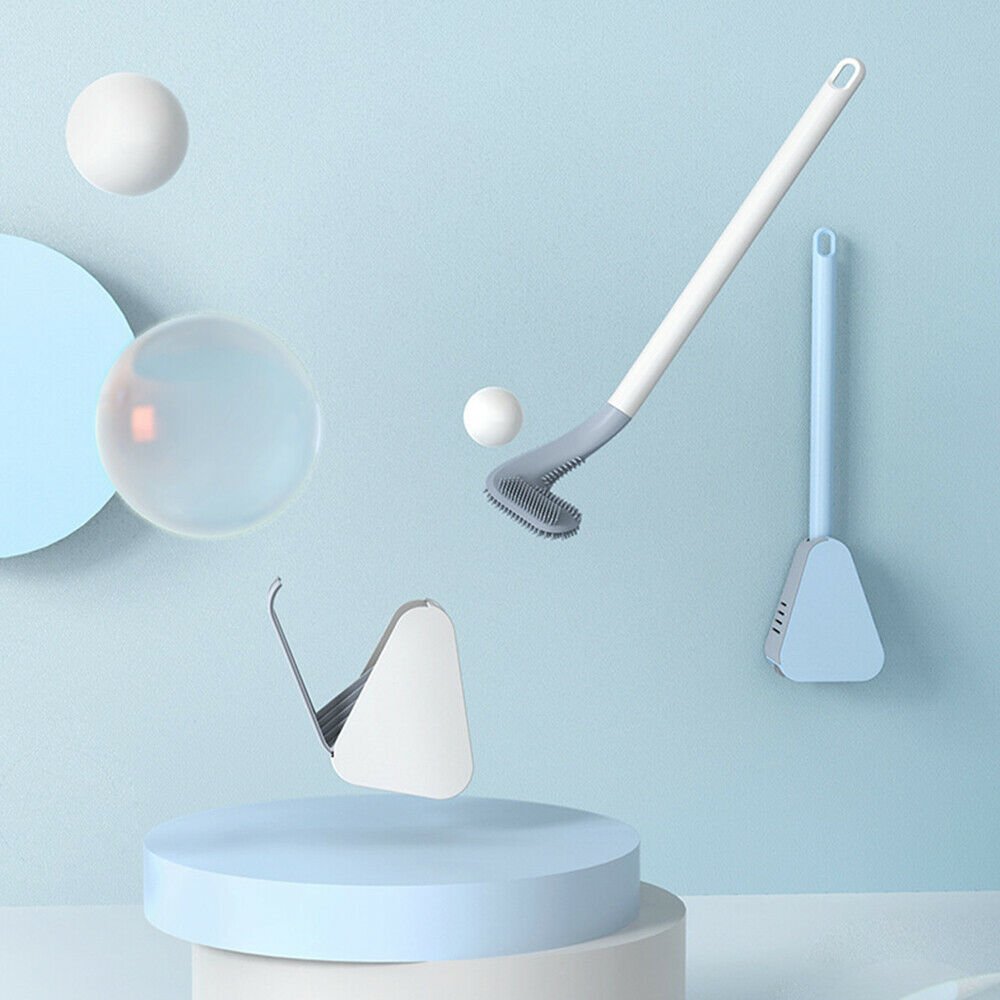 Flexibele siliconen toiletborstel met duurzame borstelharen, ideaal voor krasvrije wc-reiniging.