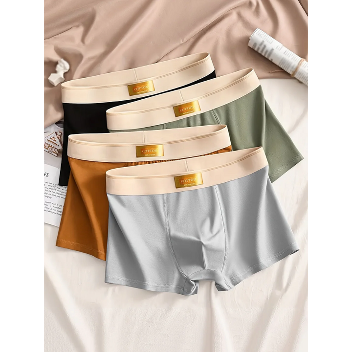 Effen heren boxershorts (4-pack) met stretch voor dagelijks comfort. Slimme pasvorm, ideaal basis ondergoed herenkleding.
