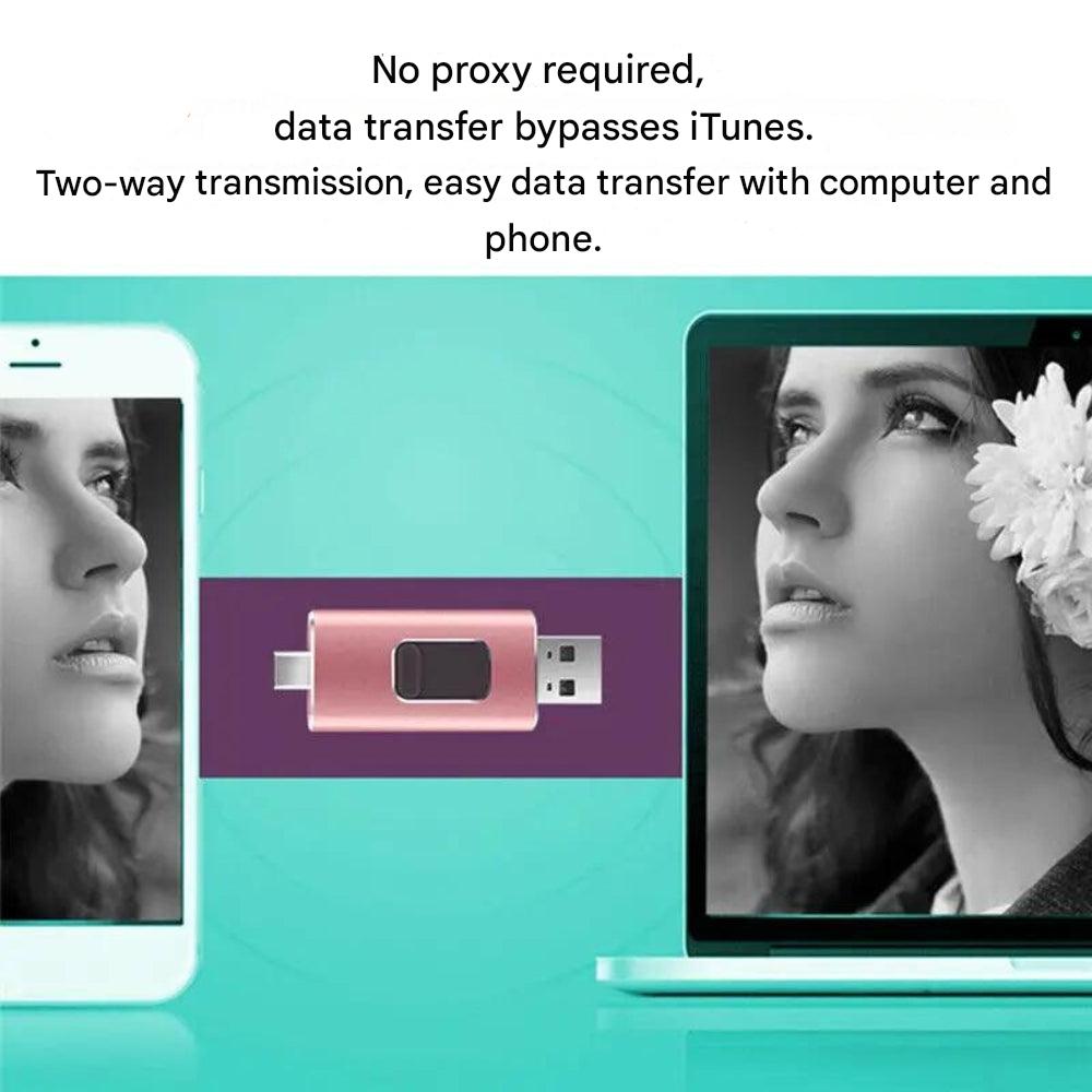 DataFlex 4-in-1 flashdrive voor veilige en snelle data overdracht en back-up op iPhone, Android, PC, laptop.