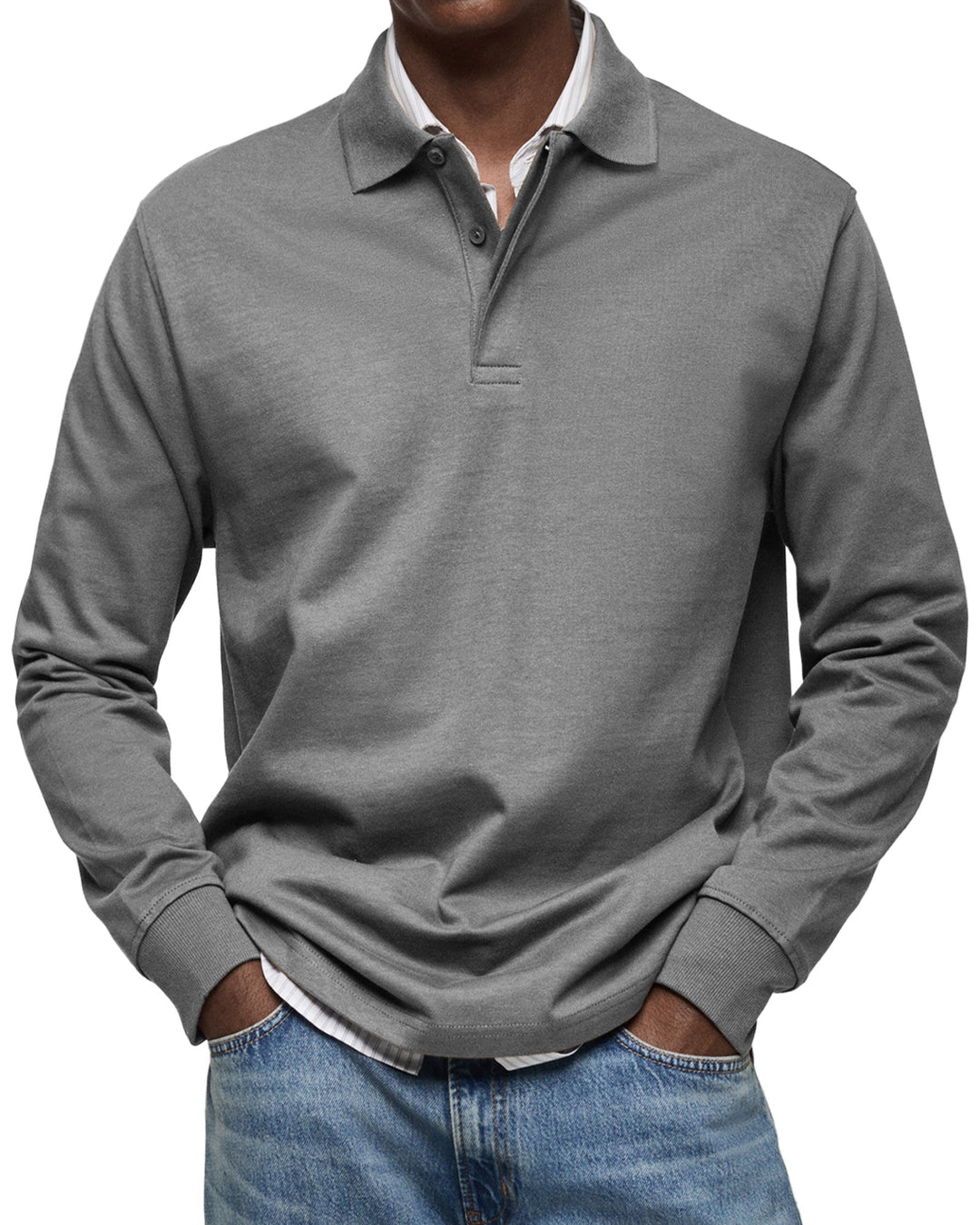 Klassieke heren polo lange mouwen, essentieel kledingstuk voor de moderne en veelzijdige man.