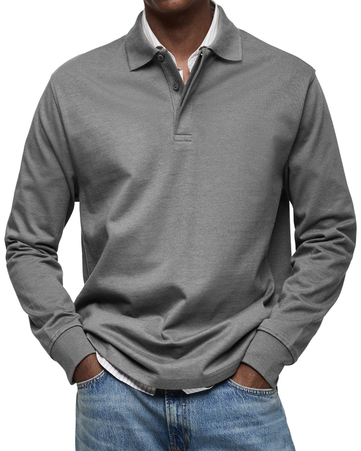 Klassieke heren polo lange mouwen, essentieel kledingstuk voor de moderne en veelzijdige man.