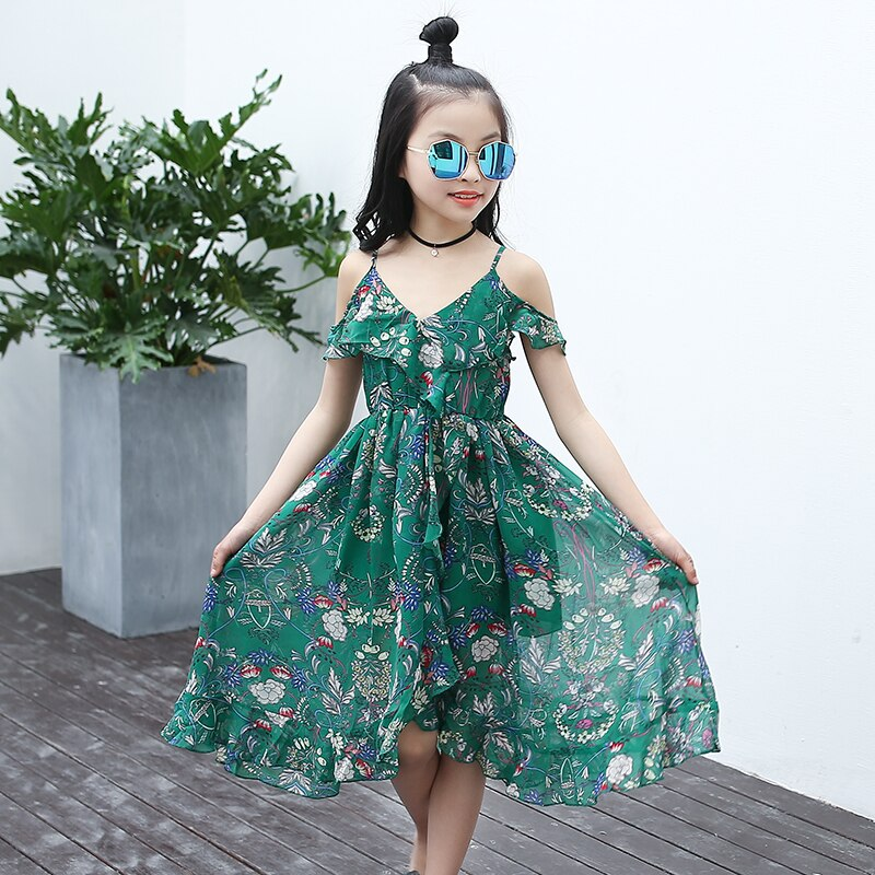 Gele casual meisjesjurk in bohemian stijl, perfecte kinder strandjurk voor de zomer.