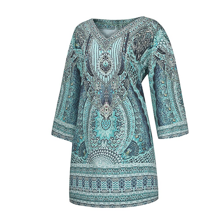 Casual Eva™ zomerjurk voor dames, met vrolijke en kleurrijke print; perfecte vrouwenmode voor de zomer.