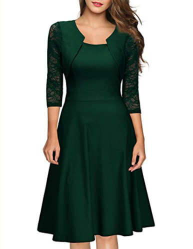 Dames midi avondjurk met A-lijn silhouet, elegante look en comfortabele pasvorm voor speciale gelegenheden.