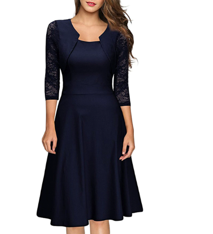 Flatterende A-lijn midi jurk voor dames, geschikt als feestjurk, avondjurk of elegante casual zomerjurk.