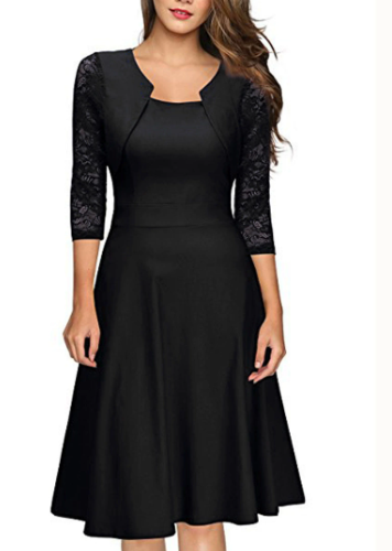 Chique A-lijn dames midi jurk, elegante snit met 3/4 mouw, perfect voor een stijlvolle uitstraling.