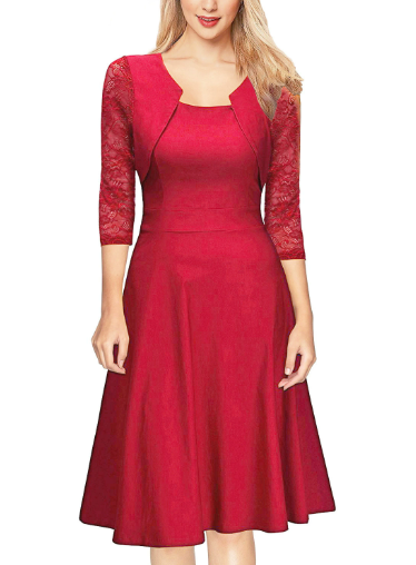 Elegante A-lijn midi jurk voor dames, flatterende pasvorm, perfect voor avond of feest.
