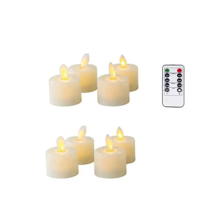 LED kaarsen set als elegante interieurdecoratie op een schoorsteenmantel of tafel, met zacht licht.