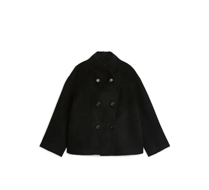 Losse pasvorm damesjas, trendy winterjas met dubbele rij knopen, elegant & warm.