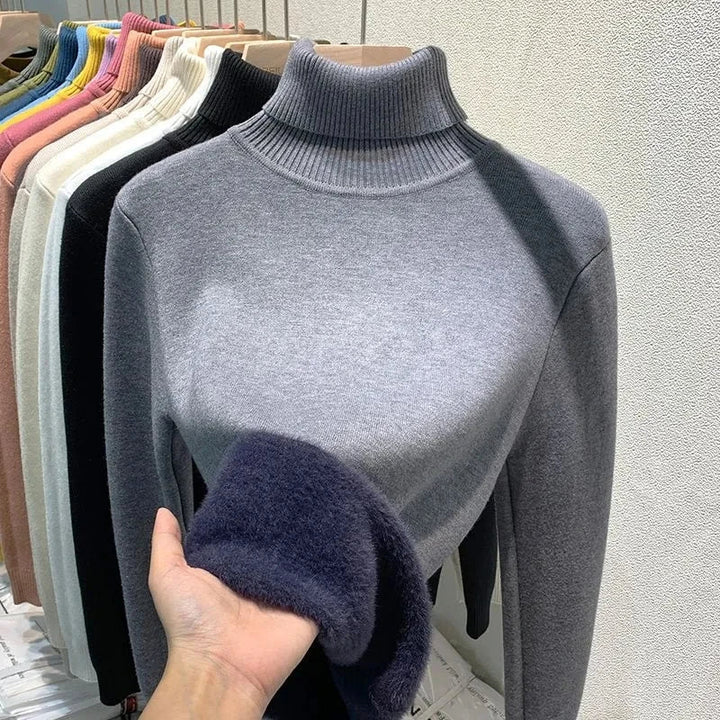 Warme dames coltrui in effen kleur, knus en stijlvol. Perfect voor koude dagen en winterkleding.