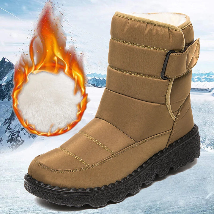 Dames waterdichte winterlaarzen met warme voering en antislip plateauzool.