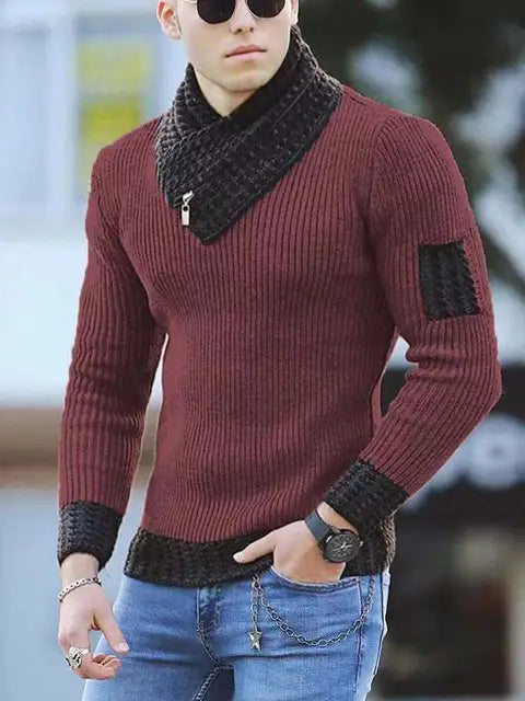 Warme vintage heren trui met hoge kraag. Comfortabele casual wintertrui, een must-have in herenmode.