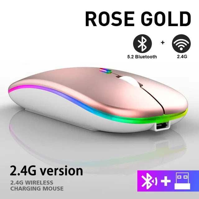 Efficiënte draadloze muis, oplaadbaar, met sfeervolle LED-verlichting en ergonomisch voor productief werken.