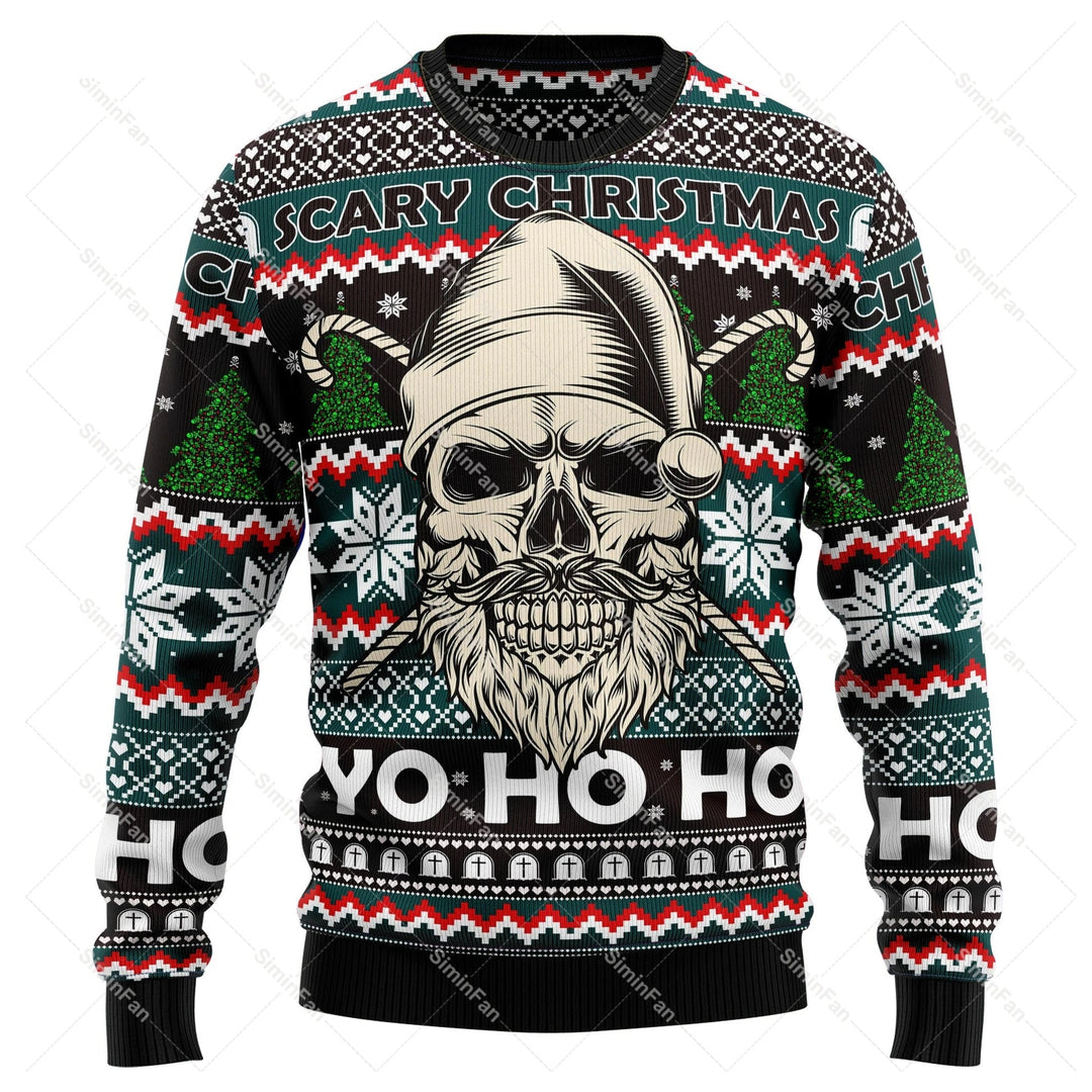 Heren kersttrui met unieke schedelprint. Stoer alternatief feestdesign voor winterdagen, comfortabel sweatshirt.