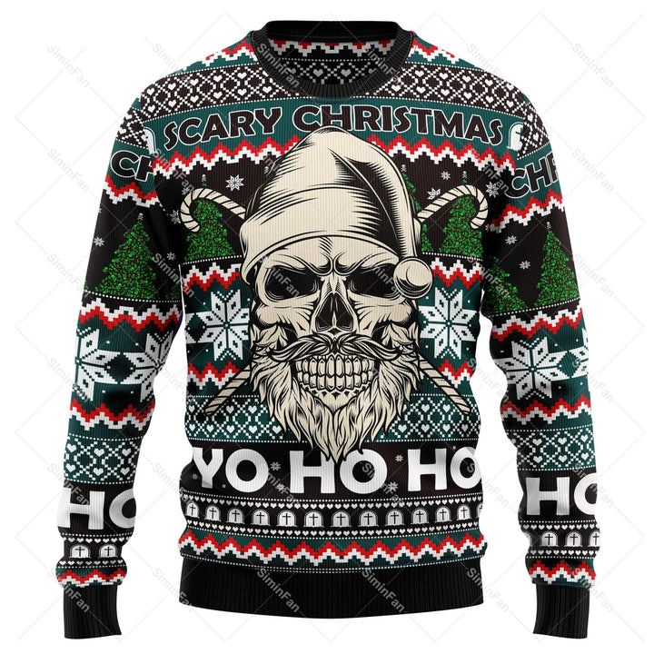 Heren kersttrui met unieke schedelprint. Stoer alternatief feestdesign voor winterdagen, comfortabel sweatshirt.