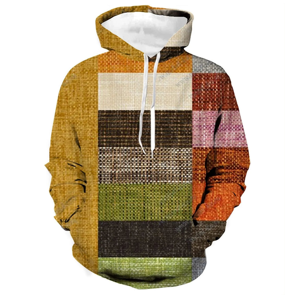 Trendy oversized geruite hoodie voor heren, losvallend en warm, perfect voor casual mannen kleding.