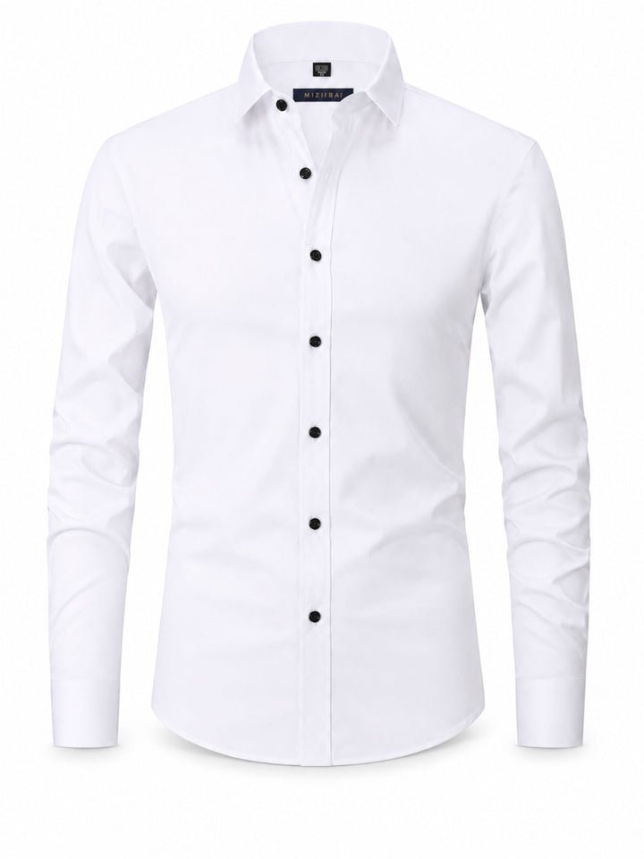 Klassiek heren stretch overhemd, combineert zakelijke stijl met ongekend draagcomfort.