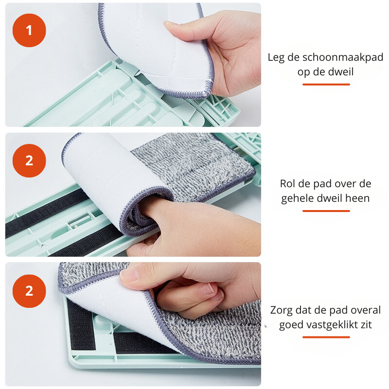 Geen gedoe meer met zware emmers! Deze microvezel dweil met knijpfunctie maakt vloeren schoon en droog in een handomdraai.