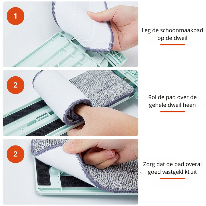 Geen gedoe meer met zware emmers! Deze microvezel dweil met knijpfunctie maakt vloeren schoon en droog in een handomdraai.