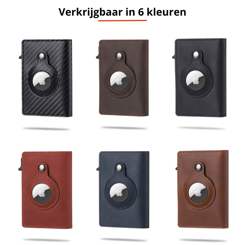 Veilige anti-diefstal AirTag portemonnee voor heren, slimme portemonnee met GPS tracking en RFID-bescherming.