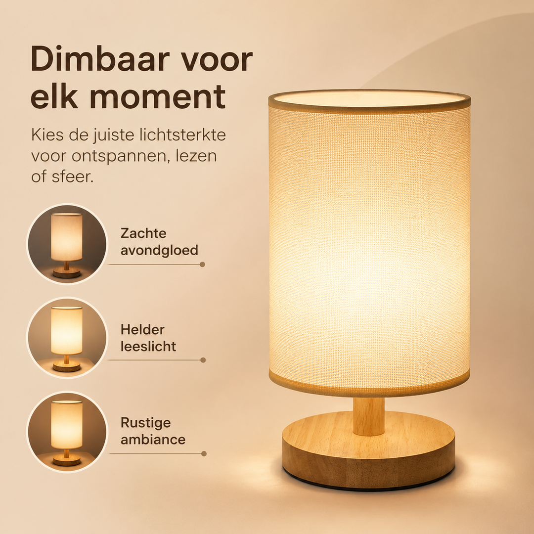Dimbare tafellamp creëert warm licht, instelbaar met afstandsbediening voor elke gewenste sfeer.