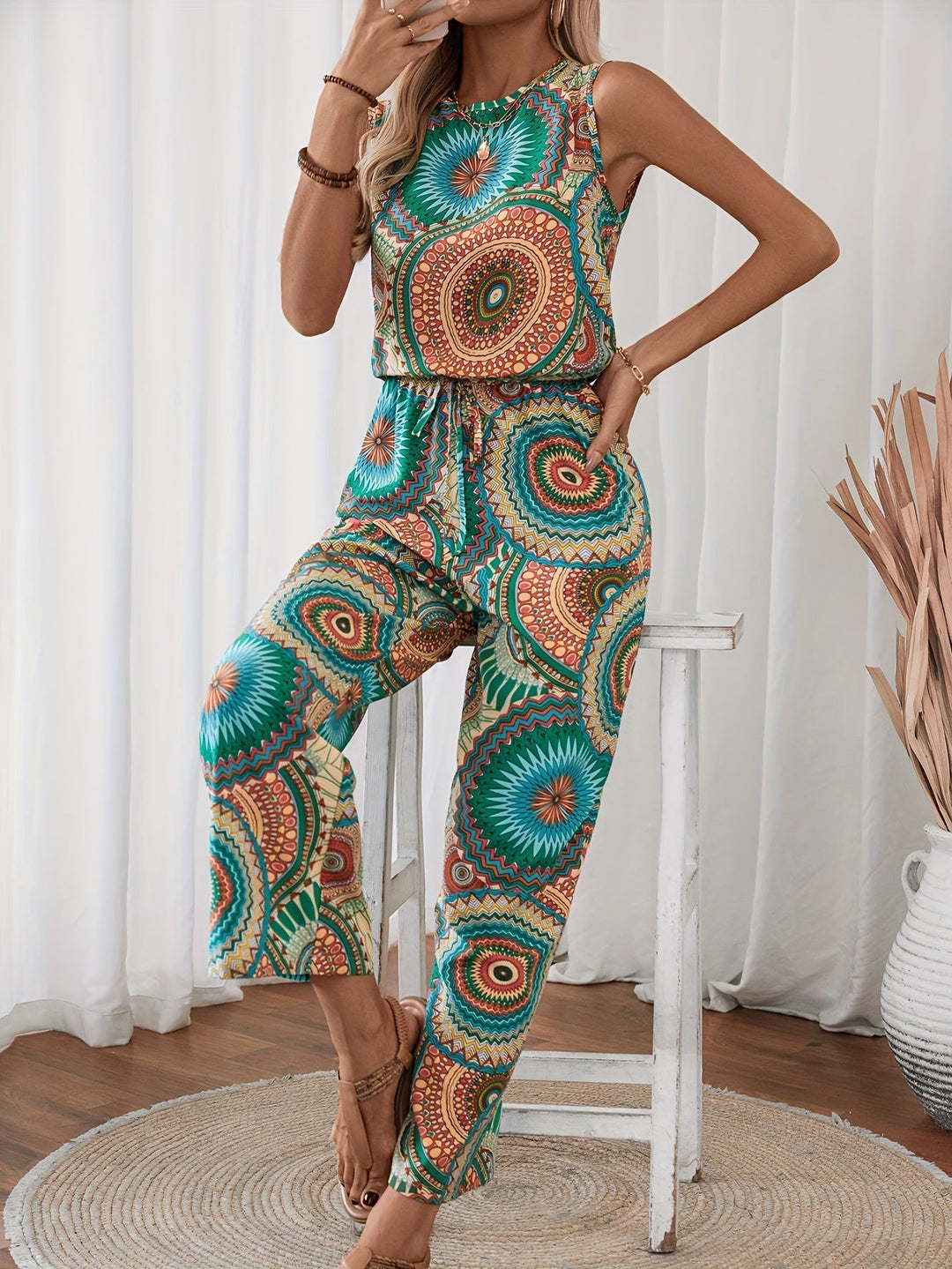 Trendy en comfortabele dames jumpsuit met prachtige mandala-print, dé must-have voor zomerkleding.