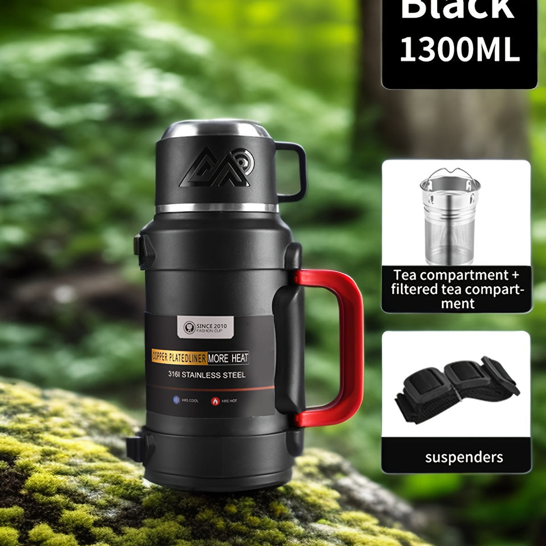 Thermoskan RVS voor koffie/thee, dubbelwandig geïsoleerd. Perfect voor koude en warme dranken onderweg.