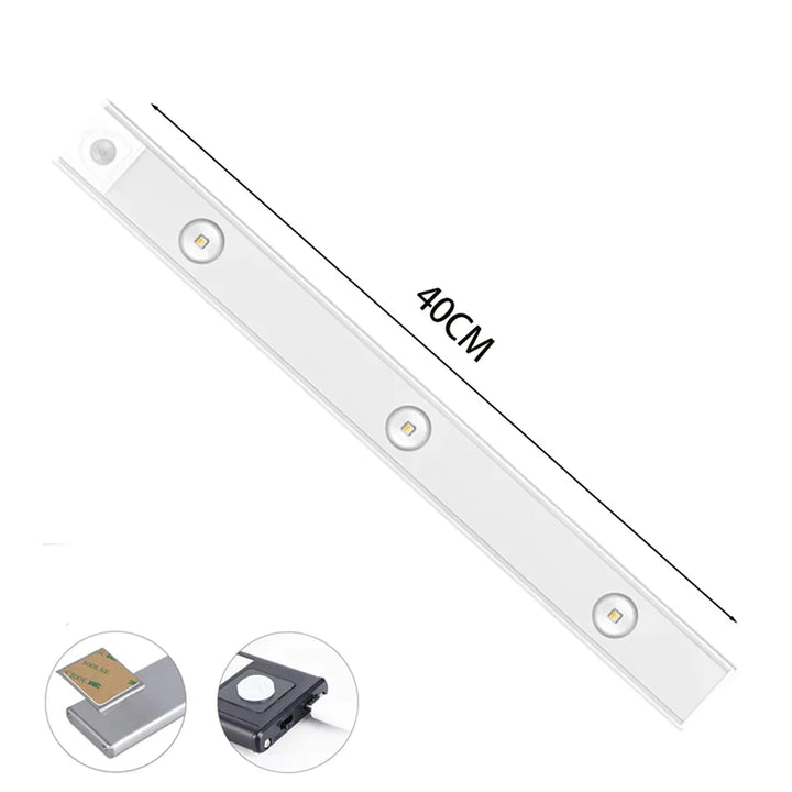 Draadloze LED kastverlichting met bewegingssensor onder keukenkastjes voor helder licht.